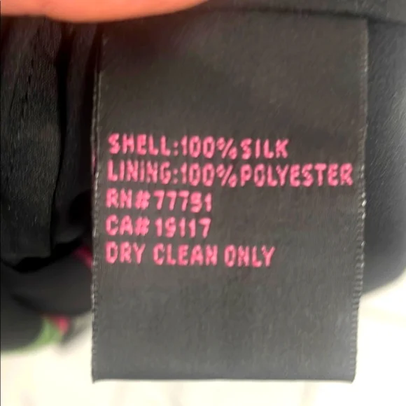 90s Betsey Johnson Silk Dress, Spaghetti Strap Midi Black with Pink Roses - Picture 9 of 9